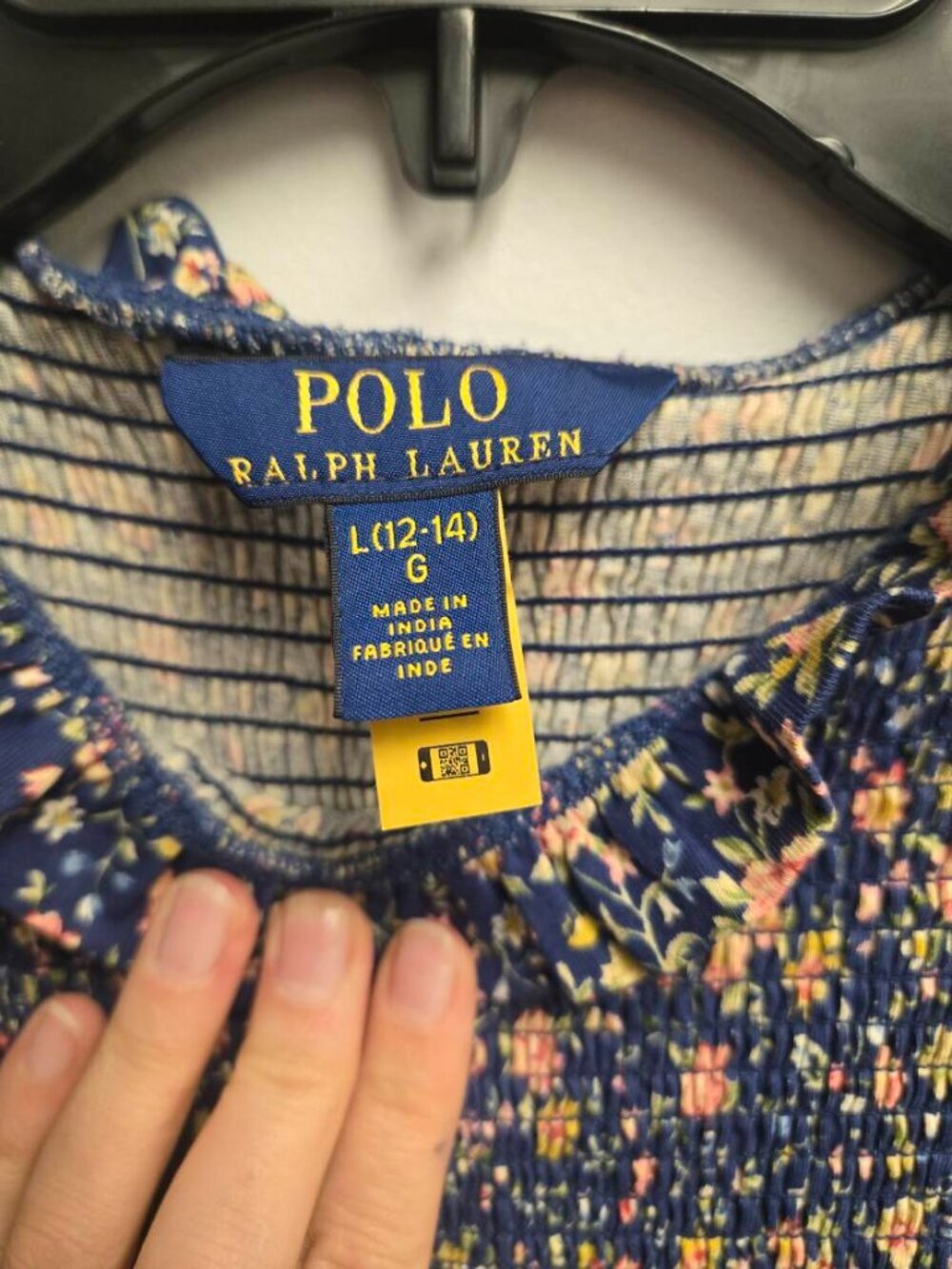 Polo Ralph Lauren Girls Floral Smocked Cotton Jersey Dress Size L 12-14 Boho - Picture 2 of 7